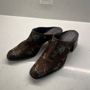 Nine West Brown Floral Mules